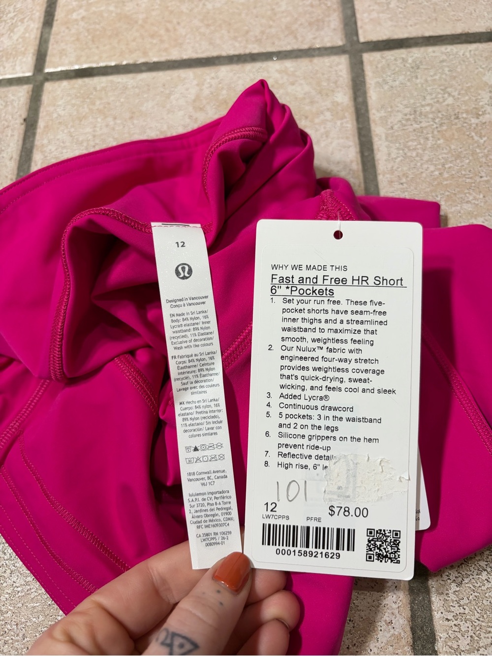 NWT Lululemon Fast and Free High-Rise Short 6" *Pockets (Pink Flare) Size 12 - Picture 5 of 9